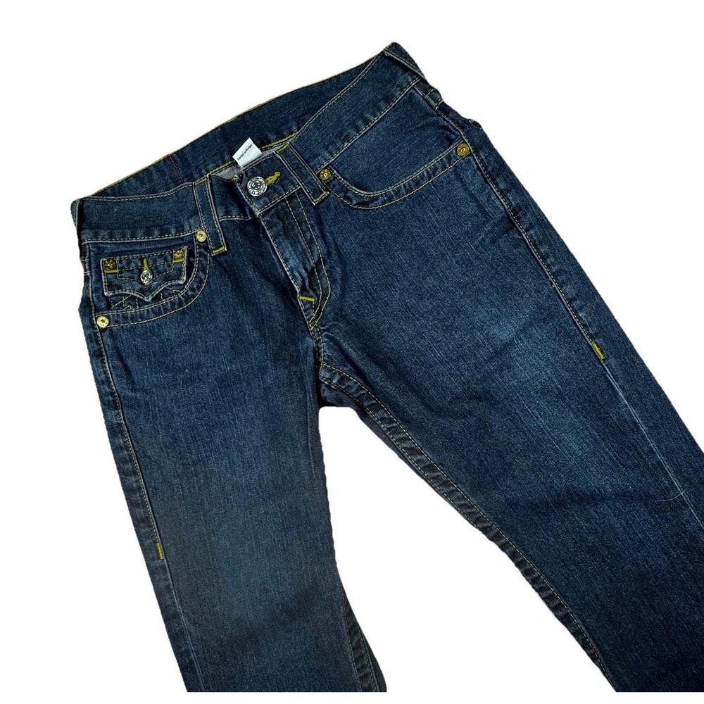 True Religion Ricky Jean Men 29x27 Relaxed Straight Denim Pocket Big T Flap Y2K